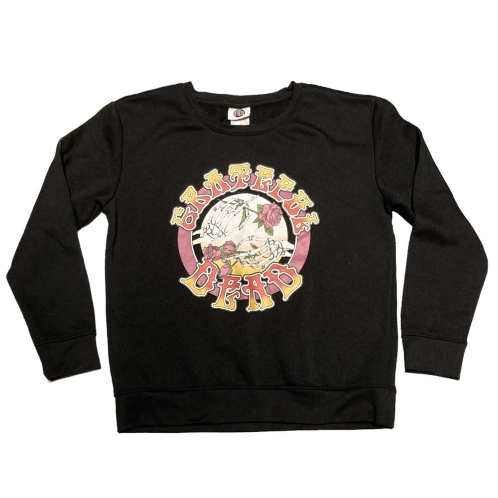 Grateful Dead Black Crewneck Sweatshirt with Yellow & Pink Graphic